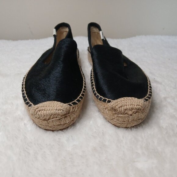 SOLUDOS Calf Hair Slip On Smoking Slipper Platform Espadrilles Black Size 8 - Picture 2 of 10